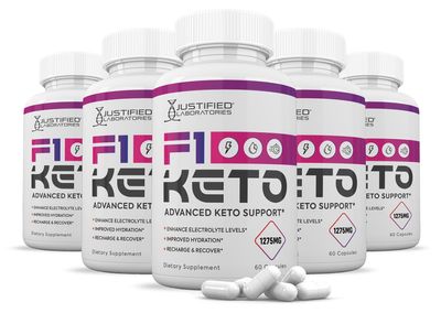 (5 Pack) F1 Keto Pills 1275MG New & Improved Formula Contains Apple Cider Vinegar Extra Virgin Olive Oil Powder Green Tea Leaf 300 Capsules