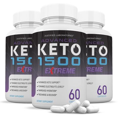 (3 Pack) Advanced Keto 1500 Extreme Pills 1675MG New & Improved Formula Contains Apple Cider Vinegar Extra Virgin Olive Oil Powder Green Tea Leaf 180 Capsules
