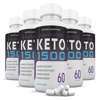 (5 Pack) Advanced Keto 1500 Keto Pills 1275MG New & Improved Formula Contains Apple Cider Vinegar Extra Virgin Olive Oil Powder Green Tea Leaf 300 Capsules