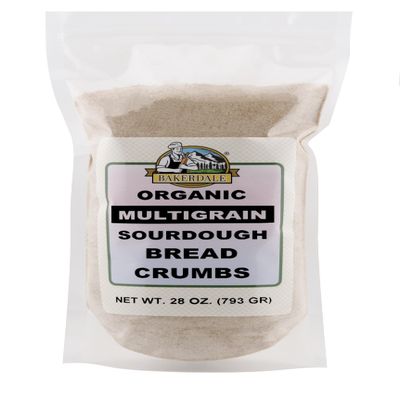 Bakerdale Natural Multigrain Sourdough Breadcrumbs, 28 Ounces in reclosable Pouch, made from Natural Multigrain Flour and Filtered Water Only.