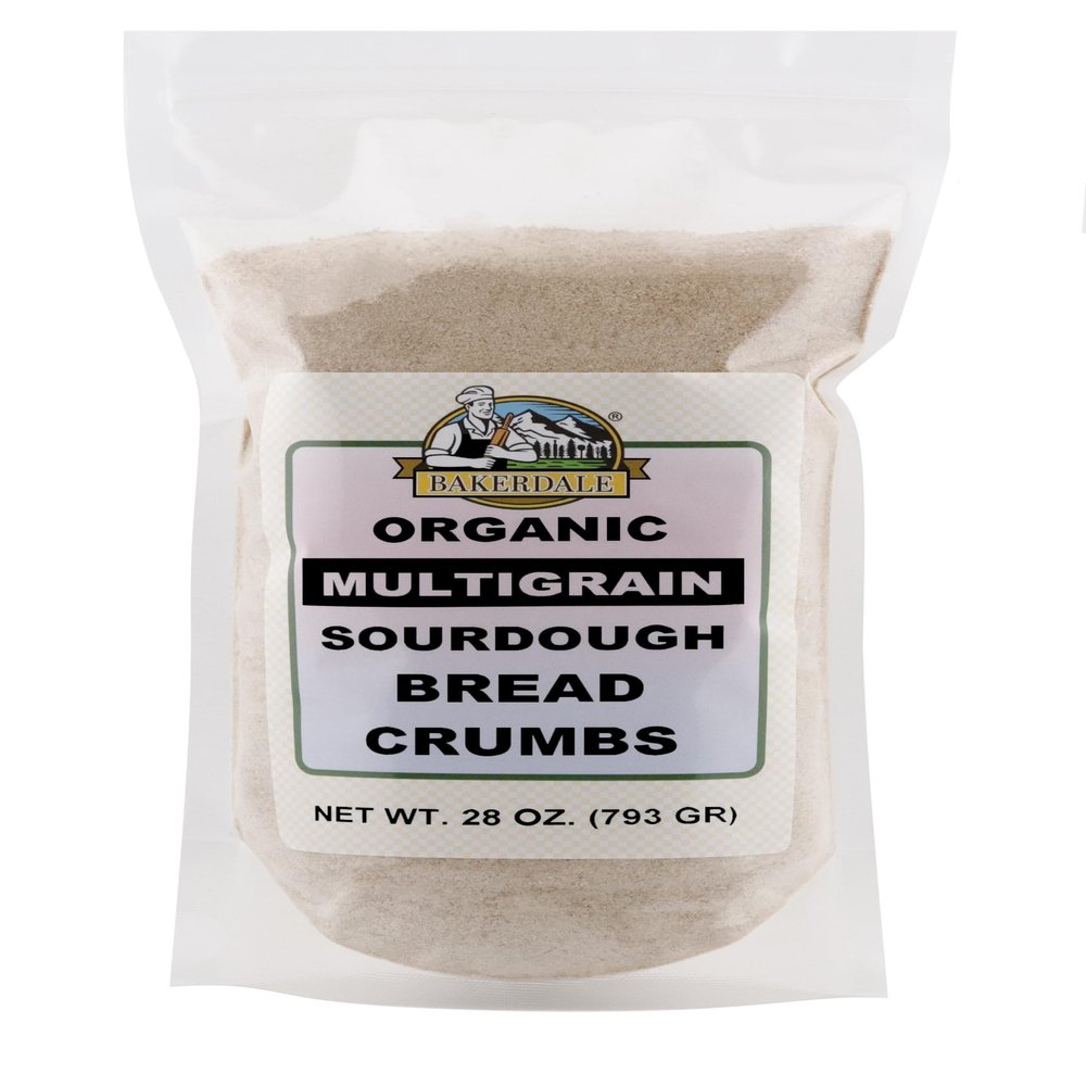 Bakerdale Natural Multigrain Sourdough Breadcrumbs, 28 Ounces in reclosable Pouch, made from Natural Multigrain Flour and Filtered Water Only.