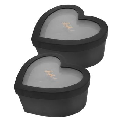 BIUDECO 2pcs Heart Shaped Flower Storage Box Decorative Packing Box with Window for Valentine Day Flowers Fruits and Special Occasions Design