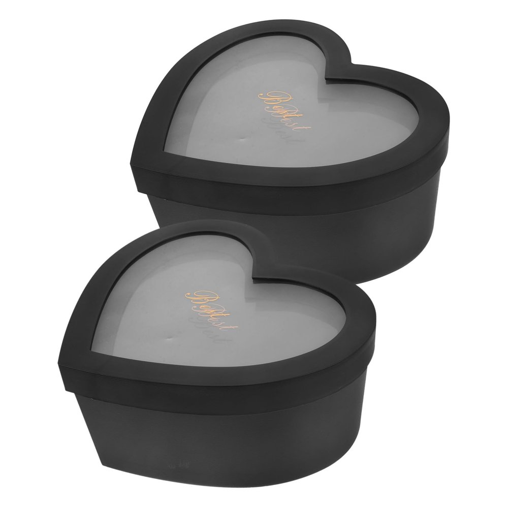 BIUDECO 2pcs Heart Shaped Flower Storage Box Decorative Packing Box with Window for Valentine Day Flowers Fruits and Special Occasions Design