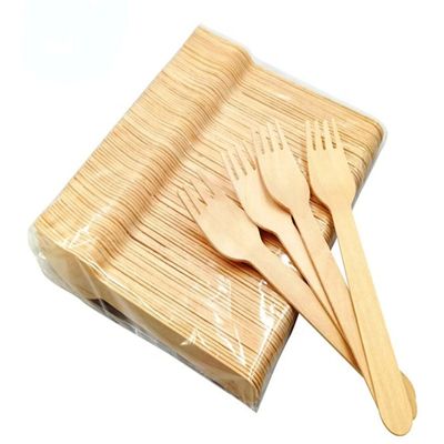 100 Count Disposable Wooden Forks For Eating, Large 6.3", Compostable and Biodegradable, Natural and Eco-Friendly (Pack of 100 Disposable Wooden Forks)