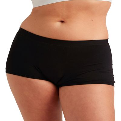 Saalt Comfort Modal Boyshort Period Underwear - Super Absorbency - Keeps You Dry from All Leaks (Medium, Volcanic Black)