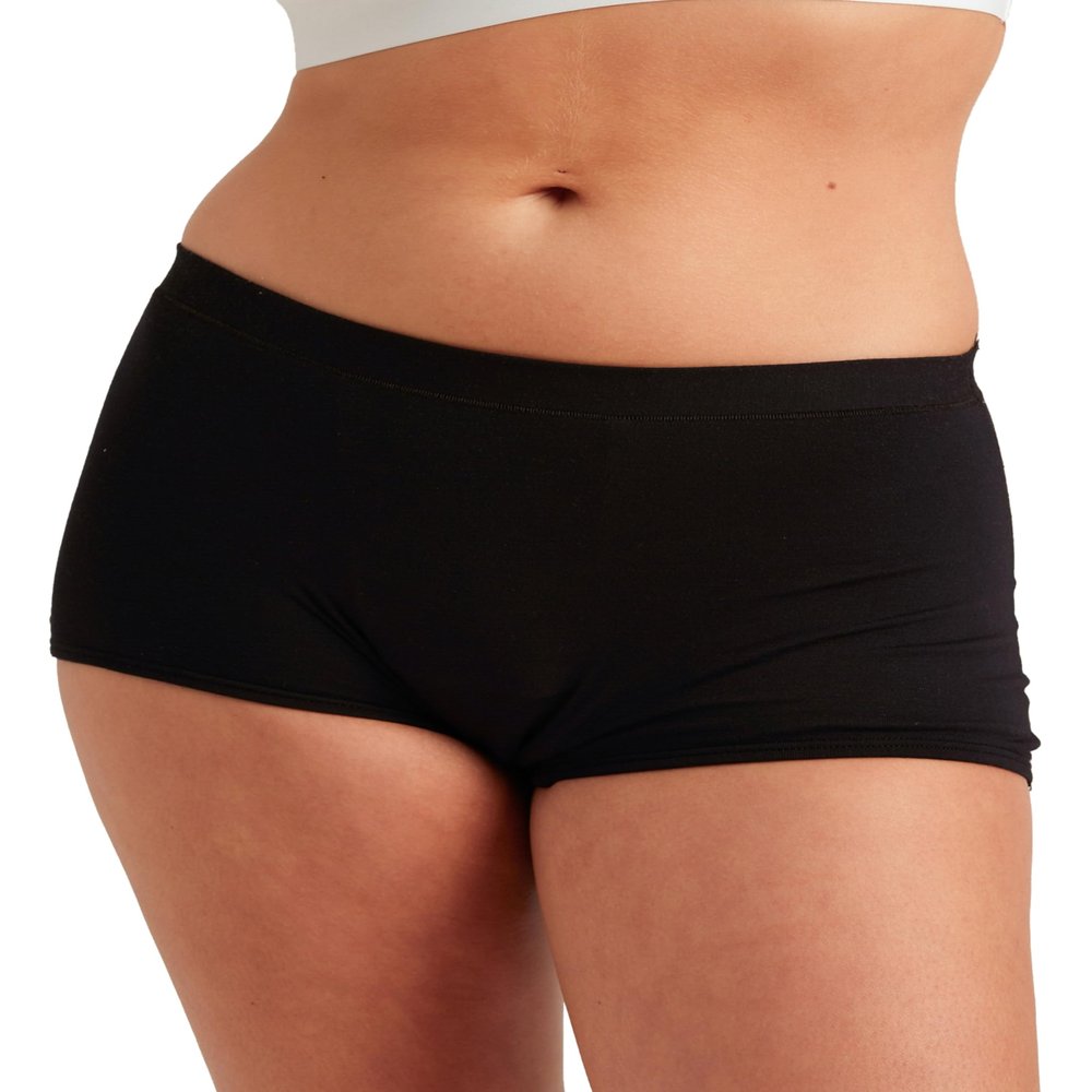 Saalt Comfort Modal Boyshort Period Underwear - Super Absorbency - Keeps You Dry from All Leaks (Medium, Volcanic Black)