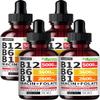(4 Pack) Vitamin B12 and B6 Liquid Drops, B12 Sublingual Vitamin B Complex - B 12 Vitamin 5000mcg - B12 Methylcobalamin for Energy, Brain, and Heart Support with 27,200 mcg, Raspberry, 80 Servings view 1