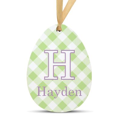 Personalized Easter Basket Tag, Custom Easter Egg Name Tag, Personalized Easter Decor for Kids, Custom Easter Basket (Green Plaid)