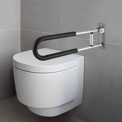 23.62in Foldable Grab Bars,Wall Mounted Toilet Safety Support for Handicap Elderly Seniors Disabled Mounted Bath Grips,Shower Bathroom Accessories,Black