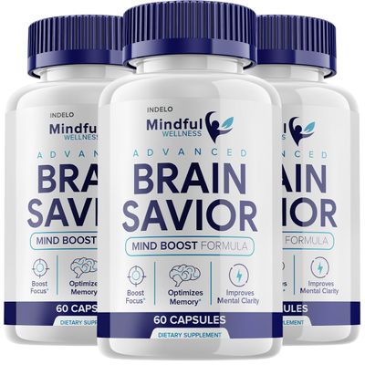 (3 Pack) Mindful Wellness Advanced Brain Savior Capsules Pills, Brain Savior Mind Boost Supplement for Cognition and Focus, Brain Savior Reviews, Mindful Wellness Brain Pill Supplement (180 Capsules)