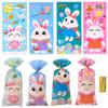 Jagrove Cellophane Treat Bags with Gold Twist Ties 100 Pieces Bunny Chick Eggs Print Plastic Bags Goodie Cookies Candy Bread Gift Bags for Easter Party Supplies view 2