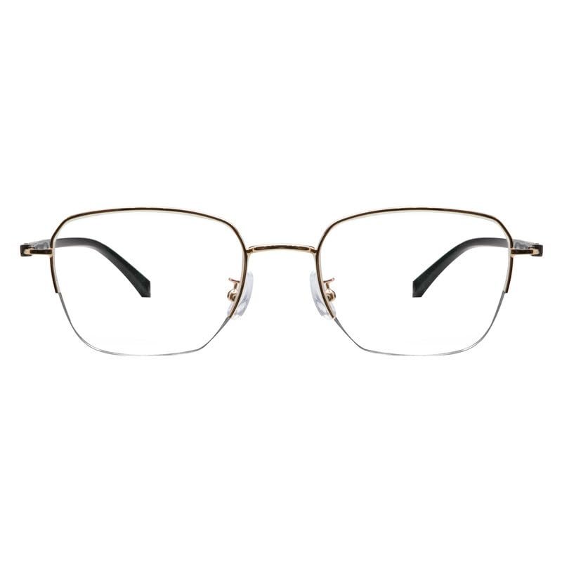 LAMBBAA Blue Light Reading Glasses for Women Men Classic Anti Blue Ray Computer Eyeglasses Fashion Metal Half Frame Clear Lens Eyewear(golden,+0.25Magnification)