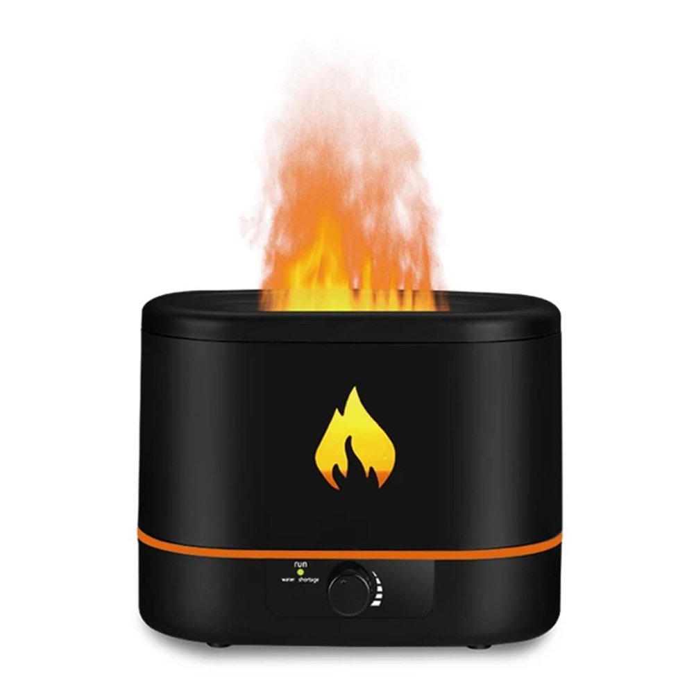 3D Flame Humidifier, Portable Silent Aromatherapy Essential Oil Diffuser with Flame Night Light for Home, Office