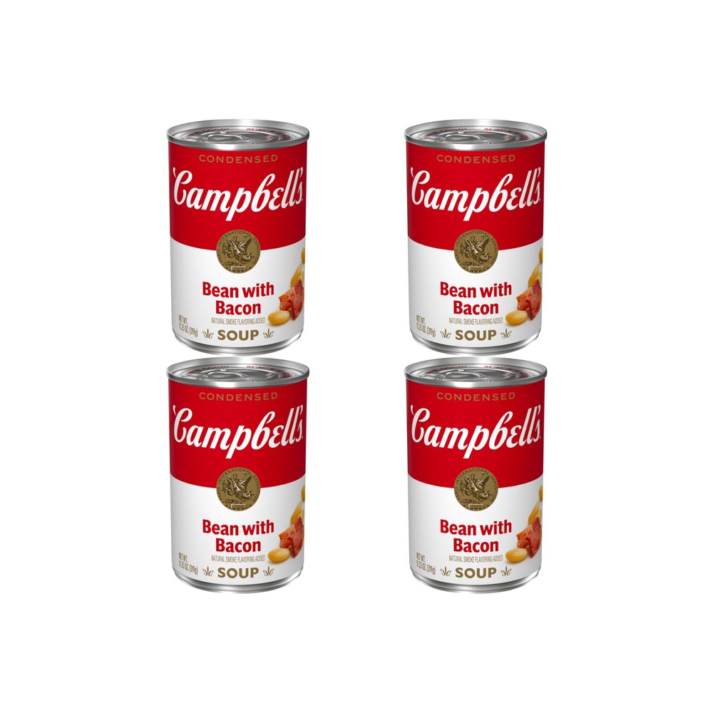Campbell's Condensed Bean With Bacon Soup, Natural Smoke Flavoring Added, 11.25 oz Can (Pack of 4)