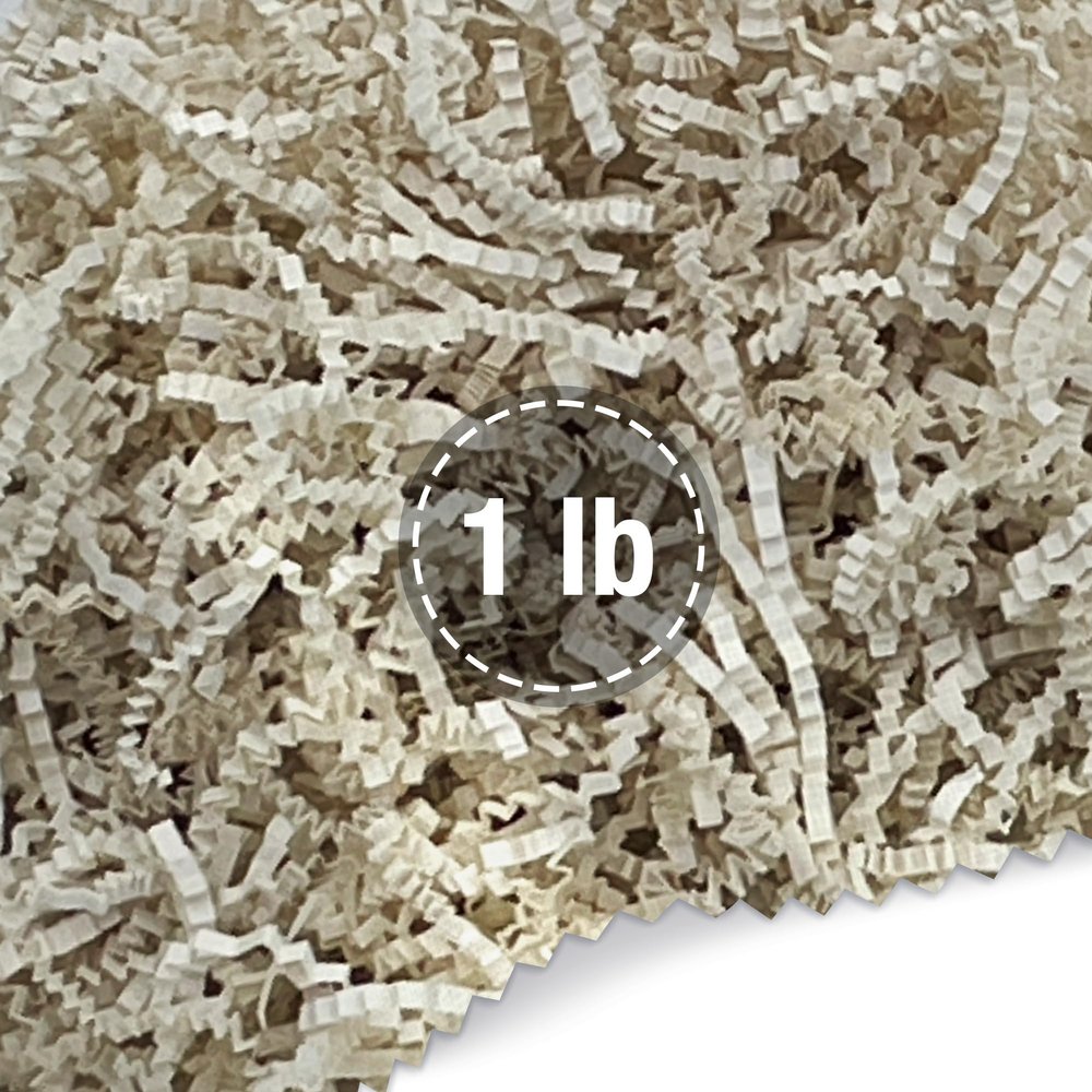 FRILLZ Crinkle Cut Paper Shred Filler for Baskets, Gifts, Packing and Protecting your Mother's Day, Birthday, Weddings, Anniversary, Easter, and other gifts (1 pound, Ivory)