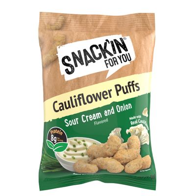 Snack'in For You Cauliflower Puffs, Sour Cream & Onion, 2 Ounce (Pack of 8)