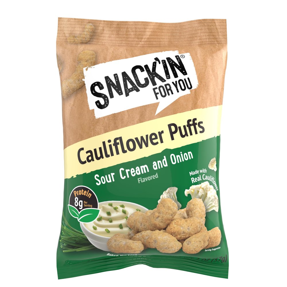 Snack'in For You Cauliflower Puffs, Sour Cream & Onion, 2 Ounce (Pack of 8)