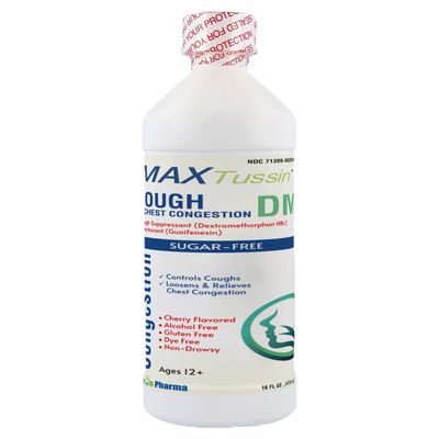MAX TUSSIN Cough and Chest Congestion DM Sugar Free | 16oz | Cough Syrup, Clear