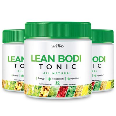 VIVE MD Nagano Lean Bodi Tonic Powder Official FormulaLean Bodi Tonic All Natural with Vitamin B6, and BCAA for Maximum Strength, Cleanse and Lean Metabolic Powder Support Lean Bodi Drink (3 - Pack)
