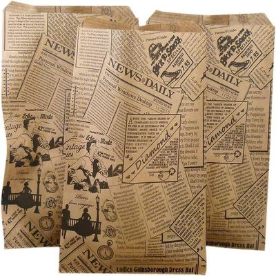 888 Display USA, Inc 50 Bags of our 8.5" x 11" Newsprint Pattern in Kraft Paper Gift Bags ideal for Sales, Treats, Parties, Cookies, Promotional Gift, and more.