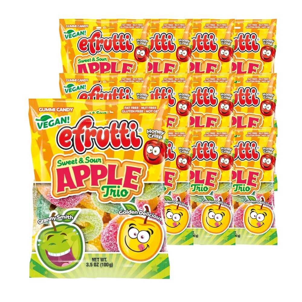 Efrutti Sweet & Sour Apple Trio Gummy: 12-Piece Case