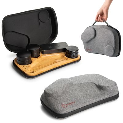 BlueBus Blaze Bamboo Wood Rolling Tray Set with Carved Compartments for Accessories, Table Tray, and Smell Proof Bag-Bamboo Wooden Rolling Tray-Large Rolling Trays Rolling Set(No Ashtray, No Lamp)