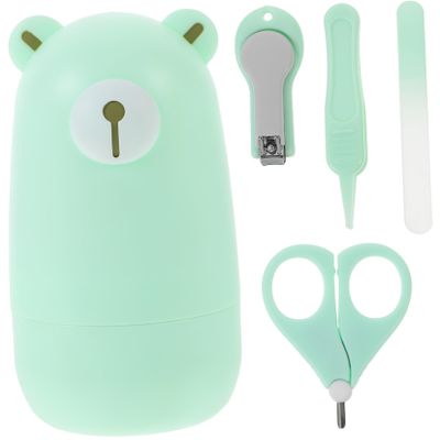 BIUDECO 1set Nail Care Kit for Newborns Safe Nail Clippers and Scissors Set Rounded Edges Green Manicure Tools for Tiny Fingernails Storage Case Included