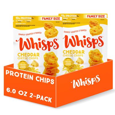 Whisps Cheese Crisps Cheddar Cheese | Protein Chips | Healthy Snacks | Protein Snacks, Gluten Free, High Protein, Low Carb Keto Food (6 Oz, 2 Pack)
