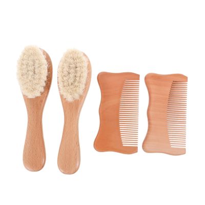 BIUDECO 1set Wooden Woolen Brush Care Kit Natural Beech Scalp Grooming Tools for Healthy and Daily Massages Safe