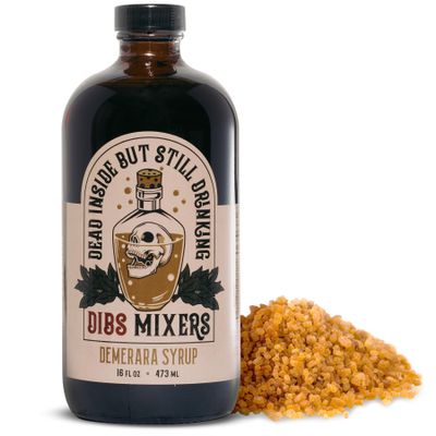 Dibs Mixers Demerara Syrup - Cocktail Mixer with Handpicked Spices & Guyana Demerara Sweetener - For Cocktails, Coffee, Desserts & More - 16oz