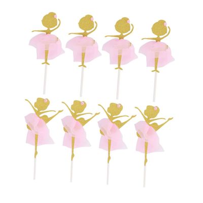 PRETYZOOM 8pcs Ballerina Cake Toppers Creative Decorative Picks for Birthday Parties and Showers Safe Material for Cake Decoration and Themed Celebrations