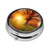 Pill Case Round Pill Box 3 Compartment Pill Organizer Autumn Sunset Small Pill Case Waterproof Medicine Organizer Box for Travel Pill Containers Vitamin Organizer for Medication Planner view 4