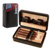 3Dhologramfan Cigar Case Travel Humidor Kit,The Leather Cigar Accessories with Cutter, Ashtray & Case Cedar-Lined for Optimal Freshness- Men's Gift Set for Home and Office (4 Pack Embroidery Black) view 1