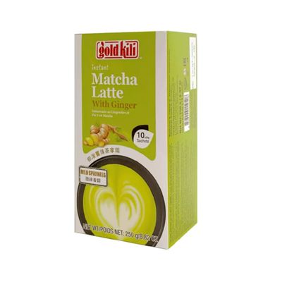 1 Pack - Instant Matcha Latte with Ginger - Tra Xanh Hoa Tan Matcha Latte Ket Hop Gung - 10 Sachets per Box Product of Singapore