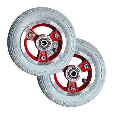 1 Pair 7x1 Electric Wheelchair Wheels Assembly, Pneumatic Rubber Replacement Wheelchair Rear Wheels, Aluminum Alloy Hub with Bearing (Color : Red, Size : 7x1 B)