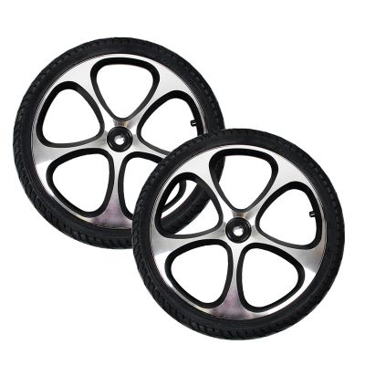 1 Pair 16x2.125 Replacement Electric Wheelchair Rear Wheels, PU Inflatable/Solid Tire, Aluminum Alloy Hub with 5/8"" (17mm) Bearing