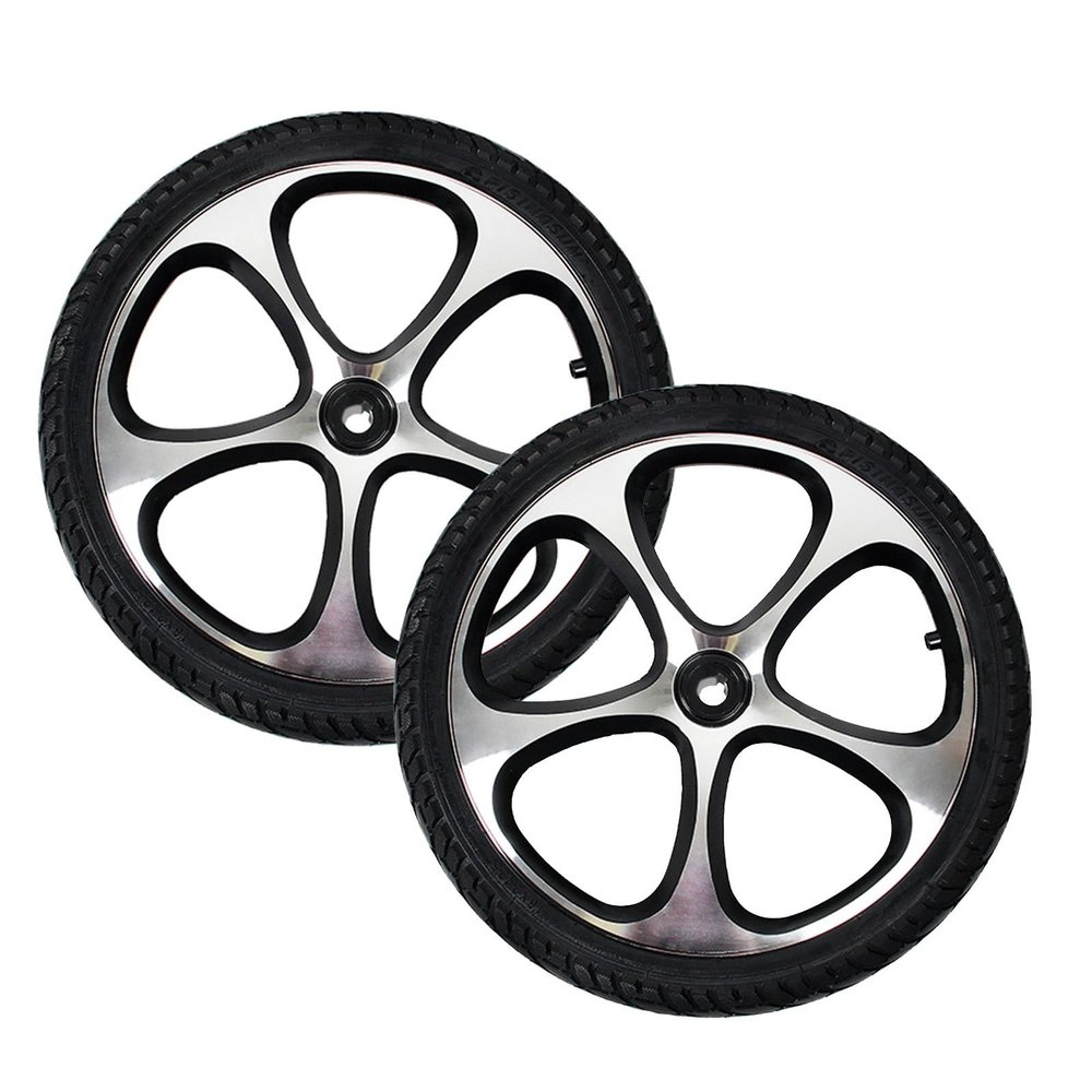 1 Pair 16x2.125 Replacement Electric Wheelchair Rear Wheels, PU Inflatable/Solid Tire, Aluminum Alloy Hub with 5/8"" (17mm) Bearing