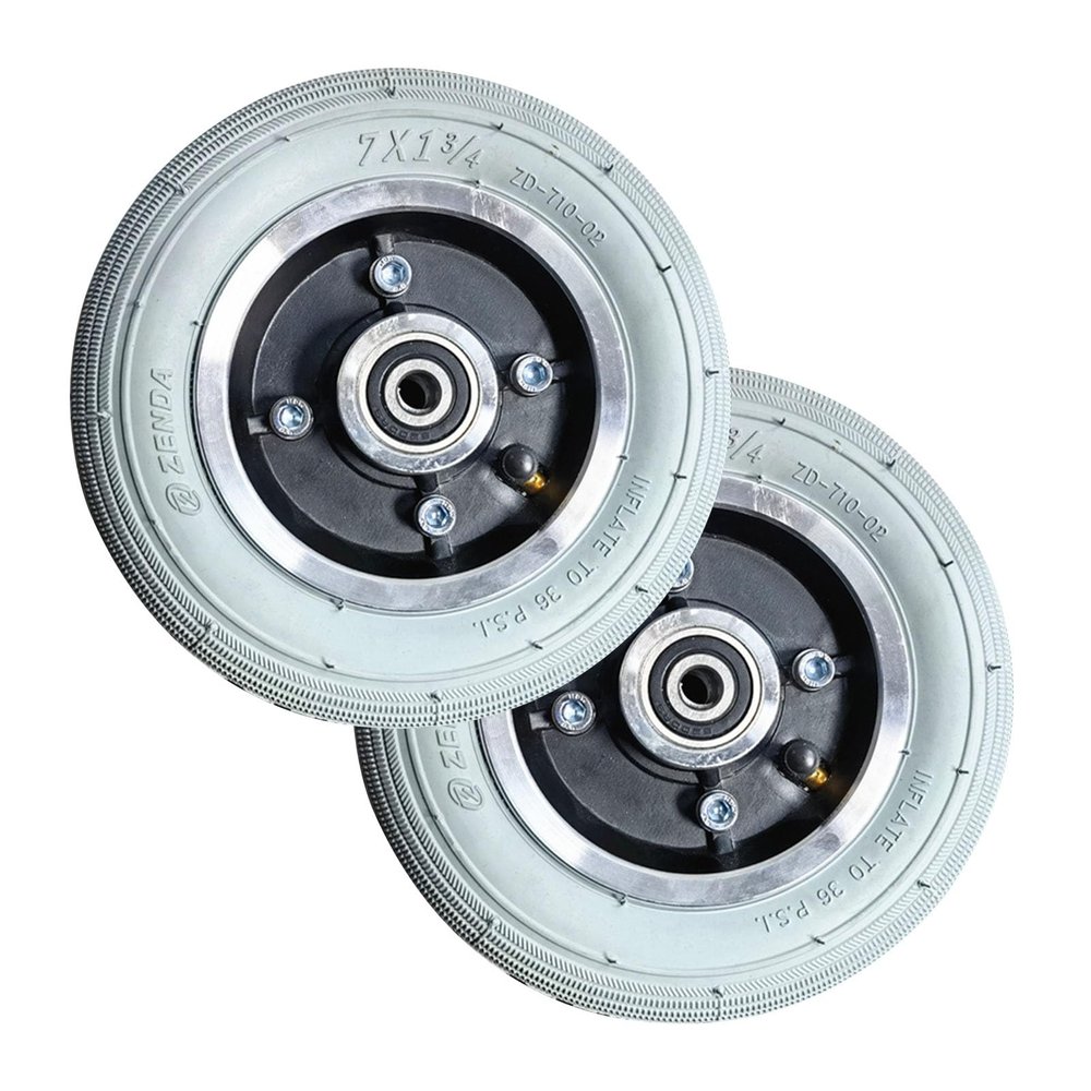 1 Pair 7x1 Electric Wheelchair Wheels Assembly, Pneumatic Rubber Replacement Wheelchair Rear Wheels, Aluminum Alloy Hub with Bearing (Color : Black, Size : 7x1 A)