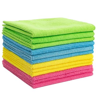 PEITAIKO Multifunctional Reusable Cleaning Towels, Microfiber Cleaning Cloth Pack of 12 for House, Kitchen, Car, Motorbike, Windows (Striped Style-12 Packs-4 Colors)