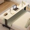 Gtzly Bed Desk Over The Bed Table with Wheels, Mobile Height Adjustable Table with MDF Spacious Desktop for Home/Hospital (Color : White, Size : Black Legs) view 1