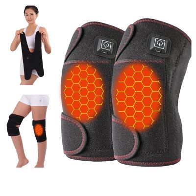 Rock88 Electric Knee Heating Pad USB Thermal Coldproof Knee Brace Support Portable 3 Adjustable Heat Modes Leg Warmer for Women Men,Black,57 * 25cm