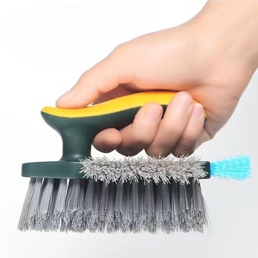 4-in-1 Grout Brush with Squeegee,Durable Bristles,Heavy-Duty Scrub Brushes for Cleaning with Stiff Bristles Cleaning Brush for Bathroom & Kitchen,Tile Floors Bathroom Wall/Corner/Window (Green)