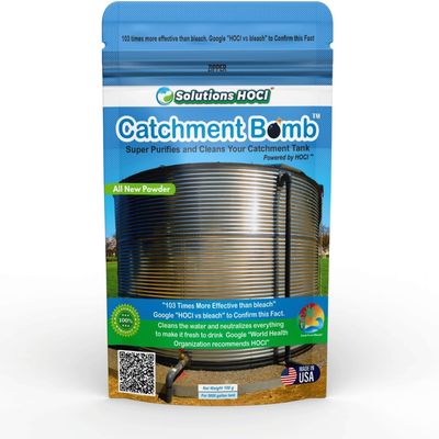 Solutions HOCL Power Clean with HOCL - Catchment Tank Cleaner Crystals Bomb Underground Water Tank Cleaning - Super Cleans your Catchment - treats 5,000 gallons - 100 Grams Pack