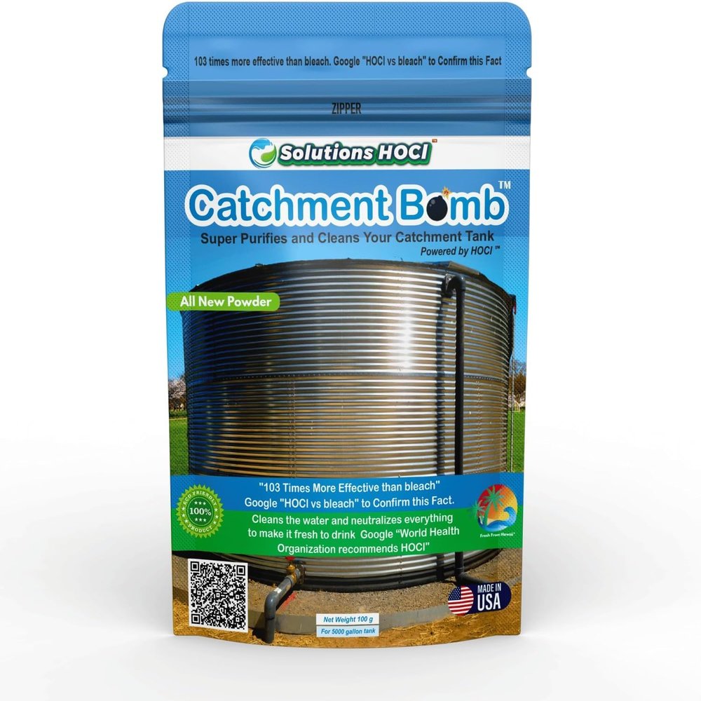 Solutions HOCL Power Clean with HOCL - Catchment Tank Cleaner Crystals Bomb Underground Water Tank Cleaning - Super Cleans your Catchment - treats 5,000 gallons - 100 Grams Pack