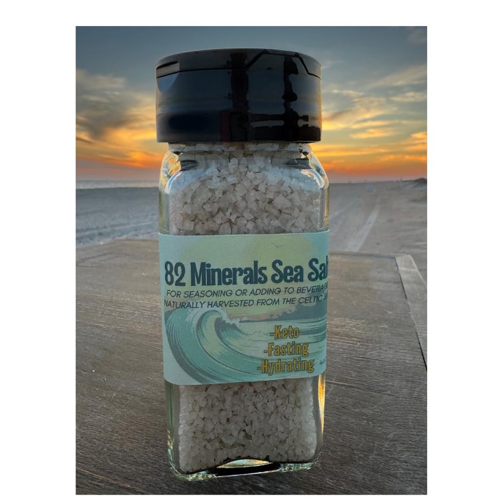 82 Minerals French Grey Sea Salt 4oz Extra Coarse Shaker| Premium Hand Harvested Sel Gris | Mineral & Electrolyte Finishing Salt