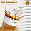 Ginkgo 100 Pack 16 oz Disposable Coffee Cups with Lids and Sleeves Leak-Proof White Paper Cups, Insulated To Go Hot Beverage Cups, Coffee Bar Accessories view 3