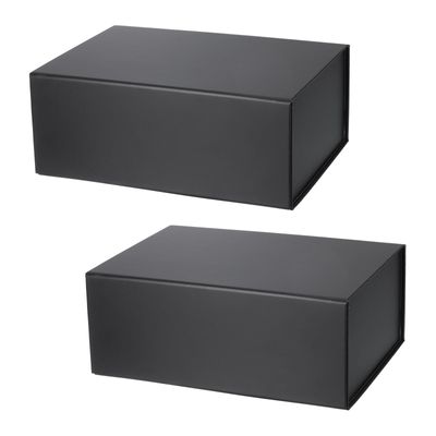 PATIKIL 10x7x4 Inch Gift Box with Lid, 2 Pack Magnetic Closure Collapsible Paper Rectangle Favor Boxes for Wedding Valentine's Day Birthday Gift Packaging, Black