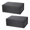 PATIKIL 10x7x4 Inch Gift Box with Lid, 2 Pack Magnetic Closure Collapsible Paper Rectangle Favor Boxes for Wedding Valentine's Day Birthday Gift Packaging, Black view 1