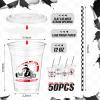 FoldTier 50 Pcs Checkered Racing Party Plastic Cup 12 oz Checkered Flag Thick Transparent Cup Black and White Cups Race Car Birthday Party Supplies for Racecar Sports Themed view 3