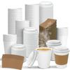 Ginkgo 100 Pack 8 oz Thickened Paper Coffee Cups with White Lids and Sleeves, Disposable To Go Coffee Cups for Espresso Coffee, Hot Chocolate and Cocoa view 1